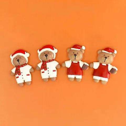 Christmas Bear Resin Charms Hand Painted Cartoon DIY Accessories For Jewelry Making Phone Case Decor Cute Festival Miniature