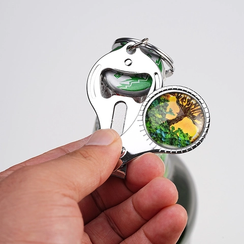 Portachiavi in Metallo Vintage Albero Della Vita Apribottiglie Tagliaunghie Per Uomo Regalo Festa Del Papà Argento Vetro Ornamento