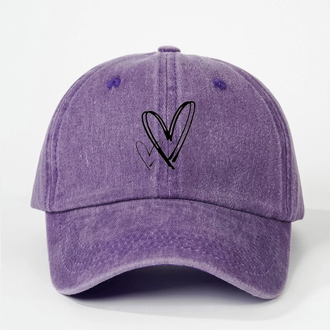 Cappellino Da Baseball In Cotone Lavato Vintage Con Stampa A Doppio Cuore Protezione Solare Regolabile Cappello Sportivo Per Donna Uomo