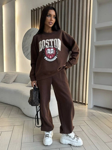 Pur Coton Sweat Pullover Et Pantalon Long À Taille Haute Vintage Sport Loisirs Streetwear Style Collège Américain Femmes