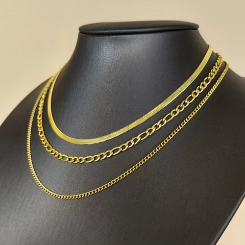 Collar De Varias Capas Chapado En Oro De 18K Acero De Titanio Fígaro Cadena De Serpiente Joyería Mujer Minimalista