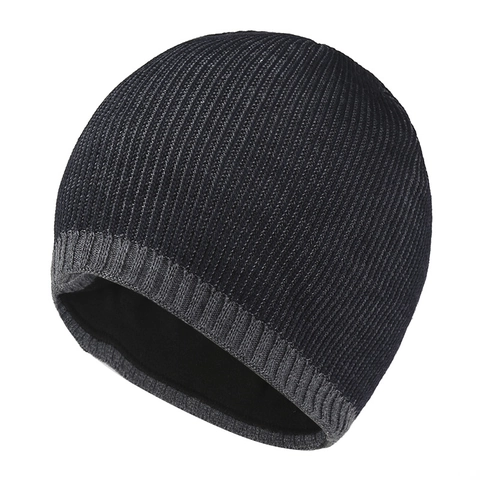 Bonnet en Tricot d'Hiver Unisexe Chaud en Polyester Côtelé pour le Ski en Plein Air Couleur Unie Couvre-Chef Thermique Adultes