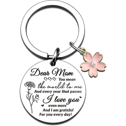 Edelstahl Gravierter Schlüsselanhänger Muttertag Geburtstag Geschenk Rosa Blume Schmetterling Herz Anhänger Danke Geschenk