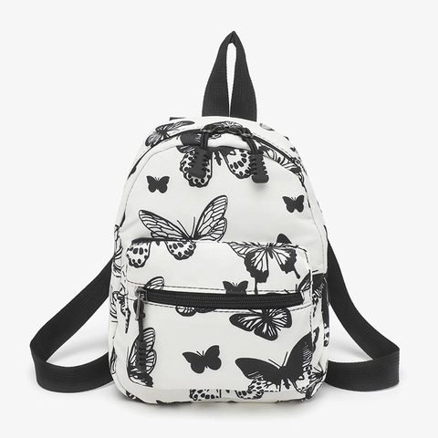 Mini Backpack Nylon Floral Butterfly Animal Prints Small Rucksack For Women Girls Daily Travel School Fashionable