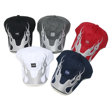 Cotton Baseball Cap With Flame Embroidery Fire Patch Hip Hop Streetwear Vintage Adjustable Hat For Men Women