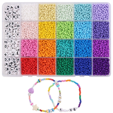 Colorful Glass Seed Beads And Acrylic Letter Beads DIY Jewelry Making Kit For Handmade Bracelet Necklace Crafting