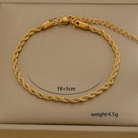 Minimalist Stainless Steel Bracelet For Women Gold Plated Versatile Plain Chain Adjustable Fashion Jewelry Gift