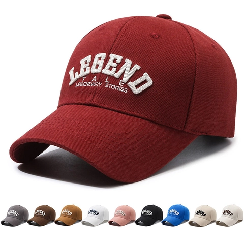 Baumwolle Baseball Kappe Mit Buchstaben Stickerei Gebogener Rand Verstellbare Metallschnalle Casual Vintage Sonnenhut