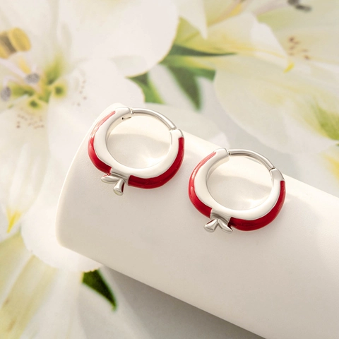 Orecchino A Cerchio A Forma Di Mela In Rame Con Smalto Rosso Gioielli Per Piercing Alla Cartilagine Stile Frutta Per Donne