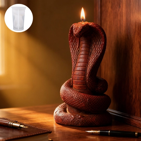 Moule En Silicone Serpent Cobra Pour Fabrication De Bougies Savon DIY Texture Réaliste Style Gothique Aromathérapie