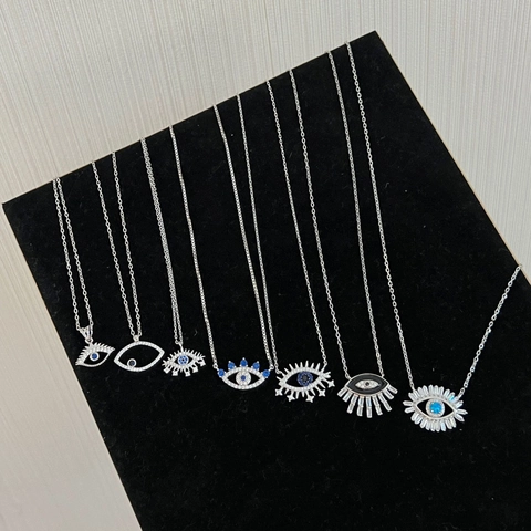 925 Sterlingsilber Böser Blick Anhänger Halskette Für Damen Zirkonia Opal Eingelegt Galvanisierte Schlüsselbeinkette Schmuck Geschenk