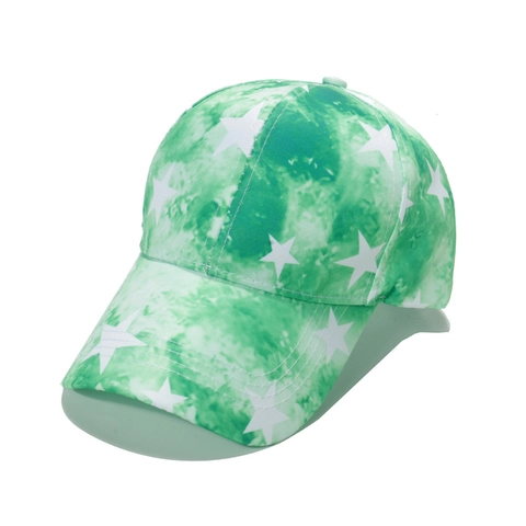 Tie Dye Star Print Baseball Cap Polyester Curved Brim Sun Protection Streetwear Hip Hop Hat Unisex