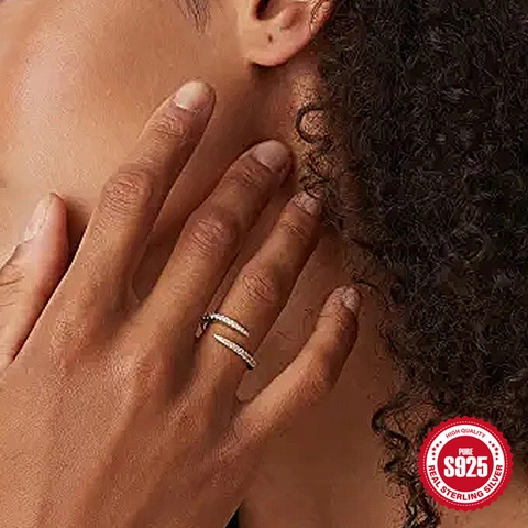 Anelli Aperti In Argento Sterling 925 Per Donna Regolabili Zirconia Croce Cuore Goccia D'acqua Gioielli Di Moda Geometrici