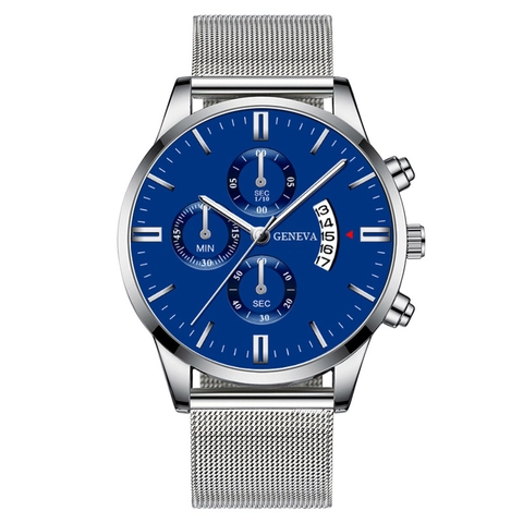 Herren Mode Quarzuhr Legierungsgehäuse Edelstahlgewebeband Business Armbanduhr Mit Datumskalender Chronographen Design