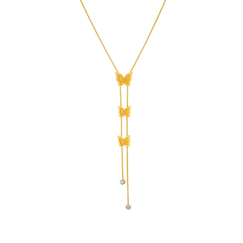 Matte Schmetterling Quaste Kette Gold Vergoldeter Edelstahl Schlangenkette Strass Minimalistischer Y-Förmiger Schmuck Damen