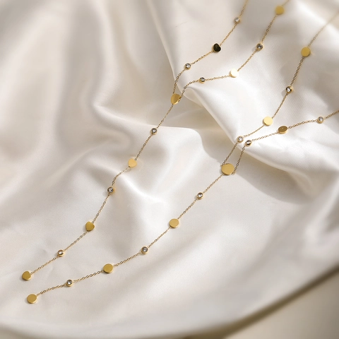 Heart Y-Shaped Pendant Necklace 18K Gold Plated Stainless Steel With Zircon Elegant Tassel Clavicle Chain For Women Jewelry