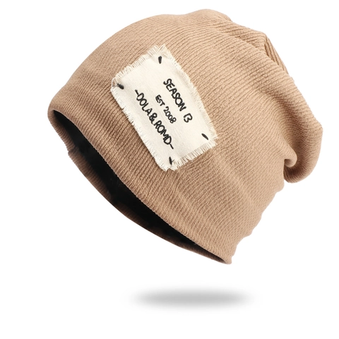 Gorro De Punto Acanalado Unisex Vintage Patchwork Letra Invierno Cálido Gorra Streetwear Acrílico Color Sólido