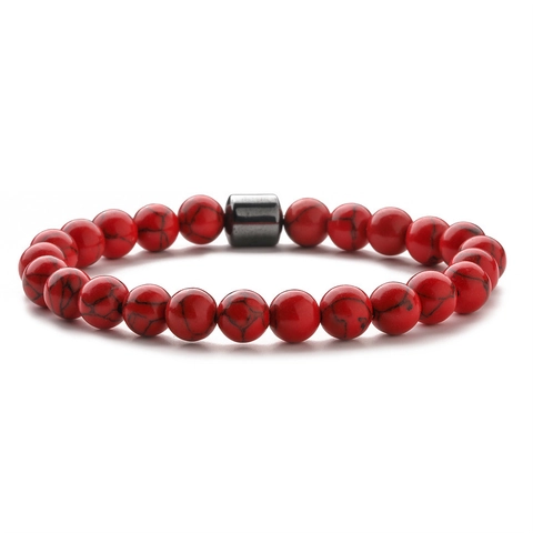 Natural Stone Beaded Bracelet Tiger Eye Lava Stone Hematite Elastic Handcrafted Fashion Jewelry Men Unisex