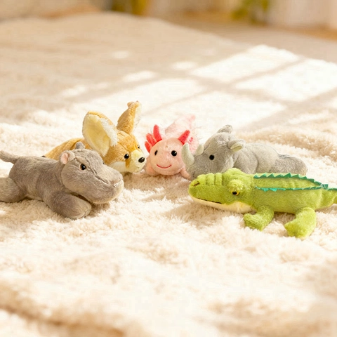 Cute Lying Animal Plush Doll Soft Stuffed Crocodile Fox Hippo Toy For Kids Birthday Gift Home Decor