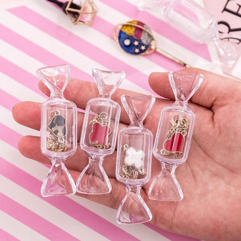 Kreative Aufbewahrungsbox In Bonbonform Mini Transparent Kunststoff Für Schmuck Ohrringe Ringe Armband Tragbarer Reise Organizer
