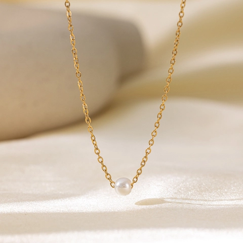 Collana Lariat Minimalista In Acciaio Inossidabile Placcato Oro Con Pendente In Perla Artificial Elegante Catena Da Clavicola A Forma Di Y