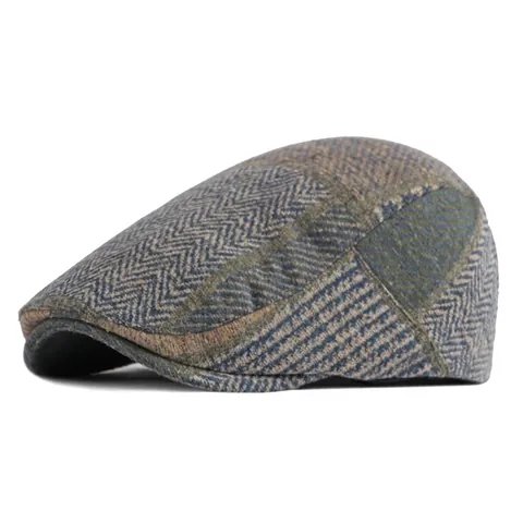 Coppola Vintage Patchwork Uomo Stile Britannique Tweed Spina Di Pesce Cappello Ivy Regolabile Newsboy Gatsby