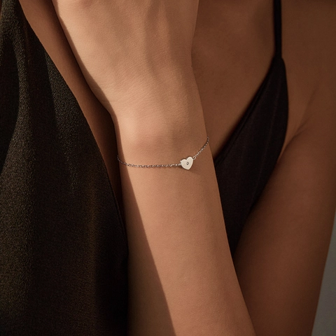 Minimalistisches Herzanhänger Armband 925 Sterlingsilber Mit Moissanit Inlay Verstellbare Kette Schmuck Für Frauen