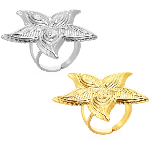 Anello Aperto Regolabile a Stella in Acciaio Inossidabile per Donna Uomo Gioielli Moda Lucidato Placcato Oro Argento