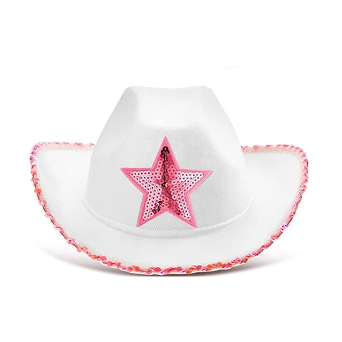 Western Cowboy Hat Felt Sequin Star Decorative Wide Brim For Party Cosplay Performance Accessories
