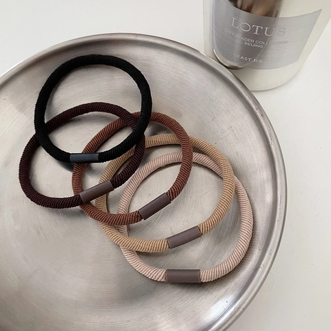Minimalist Solid Color Elastic Hair Ties High Stretch Ponytail Holder Handmade Ribbed Hair Bands Accessories For Women Girls