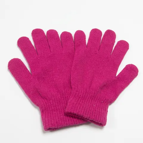Winter Warm Knitted Full Finger Gloves Solid Color Acrylic Magic Gloves Ribbed Cuffs Elastic Mittens For Unisex