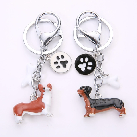 Süß 3D Haustier Hund Schlüsselanhänger Zinklegierung Emaille Dobermann Corgi Husky Beagle Golden Retriever Tasche Anhänger Geschenk