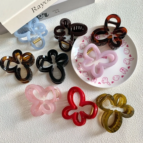 Pinza Per Capelli Farfalla Elegante Design Fiore Plastica Resina Medio Shark Clip Accessorio Capelli Per Donne
