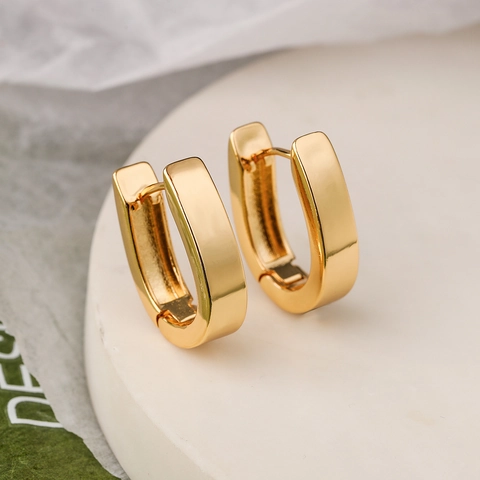 Pendientes Sencillos En Forma De U De Cobre Chapados En Oro Real Diseno Geometrico Estilo INS Joyeria De Moda