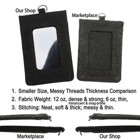 Handmade Canvas ID Card Holder Sleeve With Transparent PVC Window Metal D Ring Minimalist Ins Style For Student Work