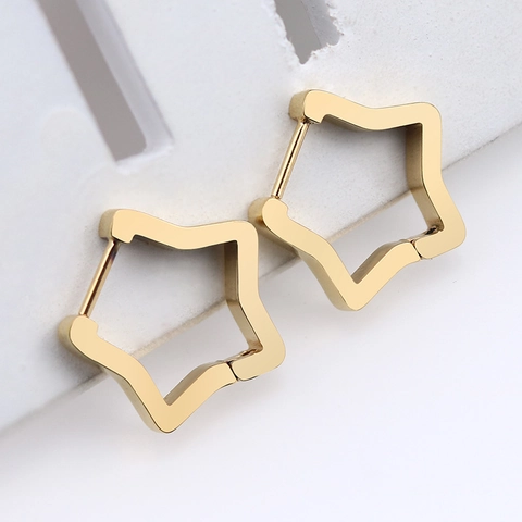 Minimalist Titanium Steel Geometric Hoop Earrings Gold Plated Hypoallergenic Star Triangle Square Earrings For Women Jewelry