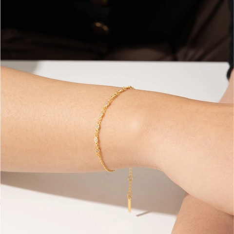 925 Sterling Silver Dainty Bracelet For Women Elegant Minimalist Geometric Rhinestone Link Chain Adjustable Jewelry Gift