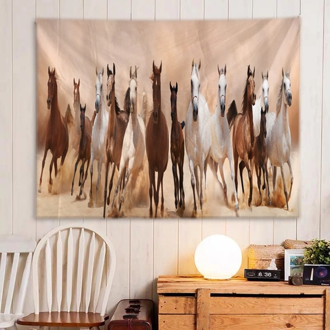 Arazzo Cavalli Al Galoppo Poliestere Appeso A Parete Sfondo Per Soggiorno Camera Da Letto Dormitorio Decorazione Artistica Natura Animale