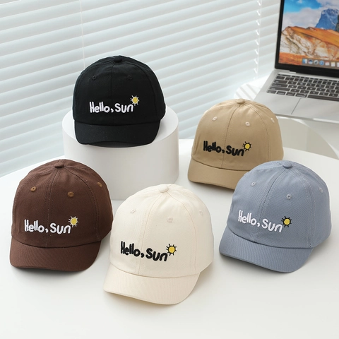 Cappellino Da Baseball Per Neonati Cotone Tesa Corta Ricamo Lettera Sole Cappello Solare Regolabile Stile Casual