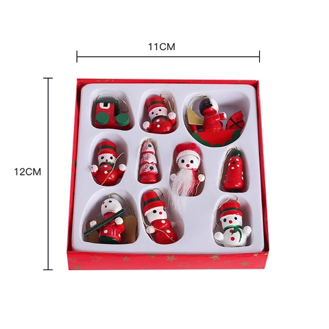 Christmas Tree Hanging Ornaments Hand Painted Wood Santa Snowman Angel Assorted Shapes Holiday Home Desktop Decorative
