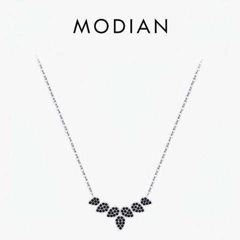Collana In Argento Sterling 925 Con Pendente A Foglia In Zircone Nero A V Gioielli Minimalisti Eleganti Da Donna