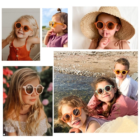 Kids Round Frame Sunglasses PC AC Retro Colorful UV Protection Outdoor Fashion Eyewear For Boys Girls