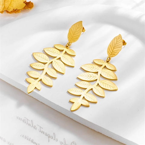 Mode Kreative Unregelmäßige Blatt Ohrhänger Für Damen Vergoldet Titanstahl Lange Blatt Ohrringe Schmuck Geschenk