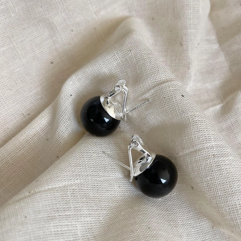 Minimalistische Runde Schwarze Achat Ohrhänger Mit 925 Sterling Silber Ohrstecker Retro Geometrischer Stil Für Damen
