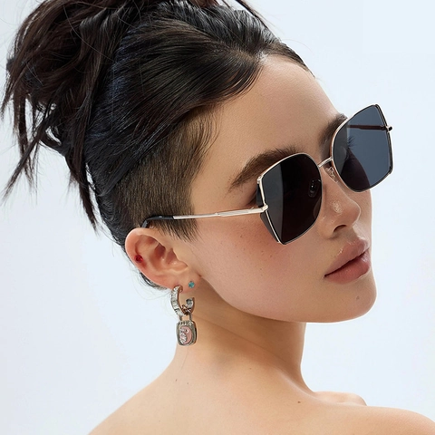 Gafas De Sol Para Mujer Con Montura Metálica Irregular Lentes De Nailon Protección UV400 Moda Retro Tendencia Aire Libre