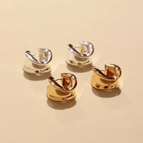 Pendientes De Aro Gruesos E Irregulares Con Poste De Plata De Ley 925 Joyería Geométrica Minimalista Para Mujeres