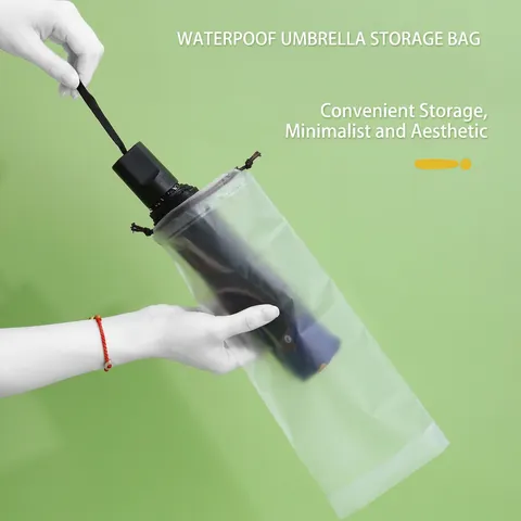 Wasserdichte Regenschirm Aufbewahrungstasche Mattierte Transparente PVC Tragbare Kordelzugbeutel Für Faltbare Regenschirme Reise