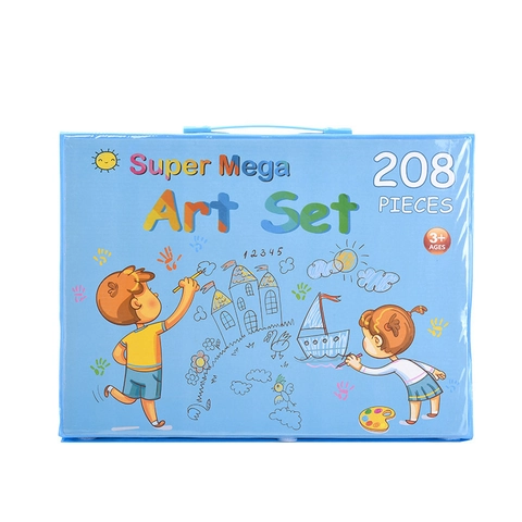 Kids Art Drawing Kit Foldable Easel Portable Case Watercolor Pens Crayons Oil Pastels For Students Beginners Gifts