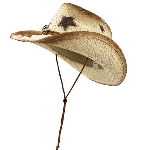 Western Cowboy Strohhut Sommer Wide Brim Sonnenschutzhut Mit Sternmuster Metallschnalle Und Verstellbarem Winddichtem Seil