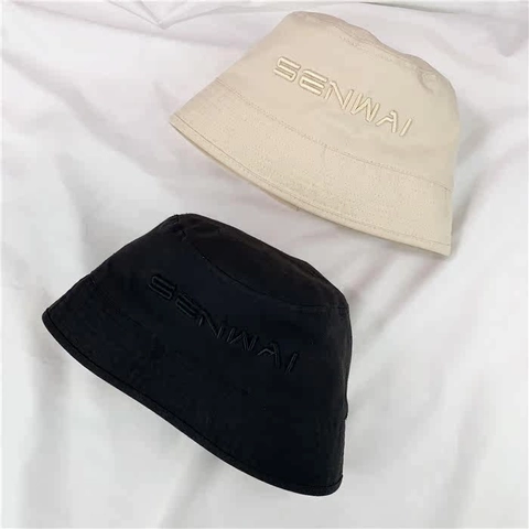 Chapeau Bob en Coton de Style Coréen pour Femmes Avec Broderie de Lettres Protection Solaire Pliable de Voyage D'été en Plein Air pour Femmes